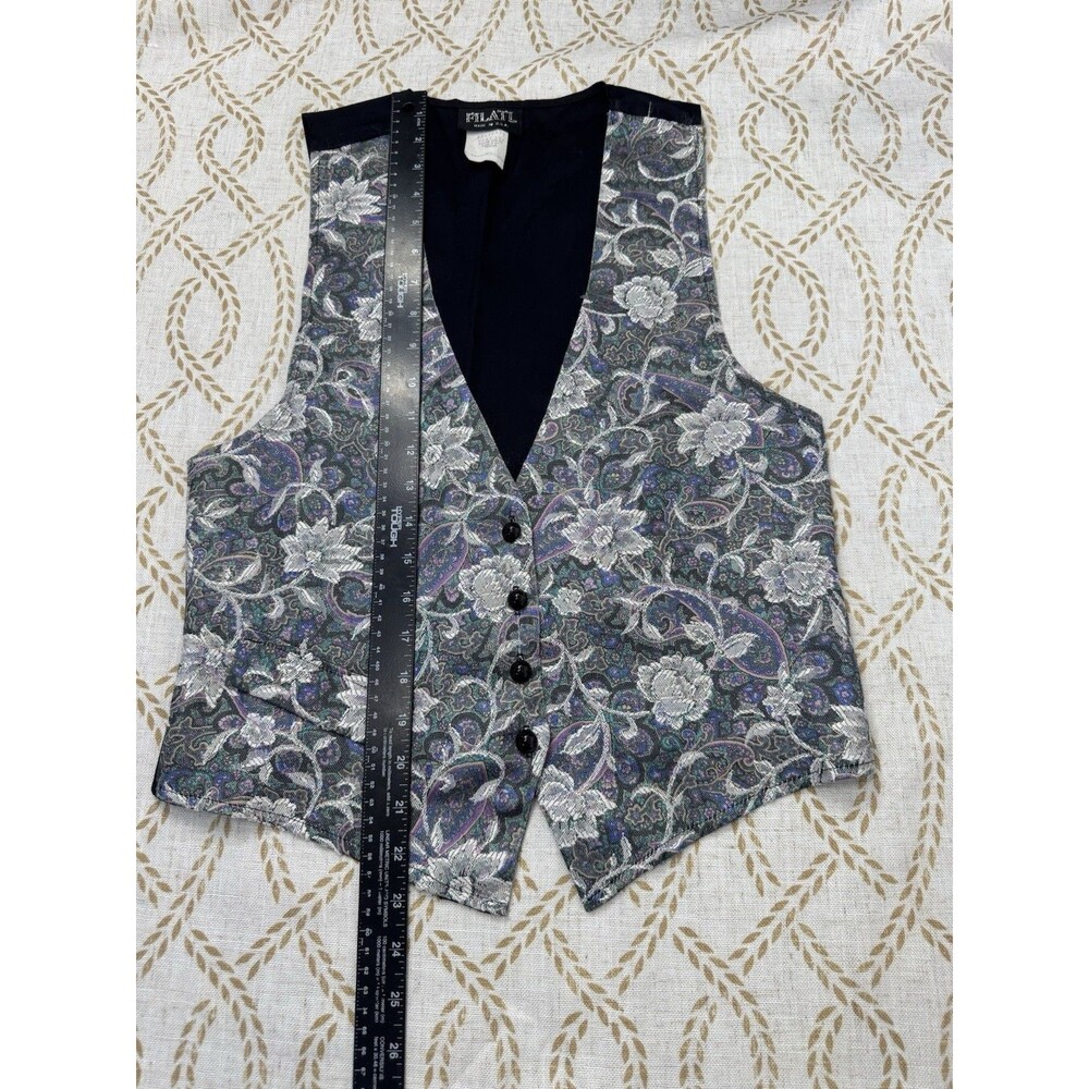 Filatl Vintage 90’s Whimsy Goth Floral Velvet Embroidered Vest Medium - Picture 7 of 9